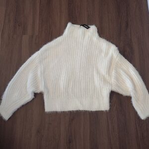 Express fuzzy cream sweater